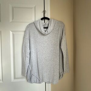 Lou & Grey Light Grey Fleece Turtleneck Top Size L Worn Once